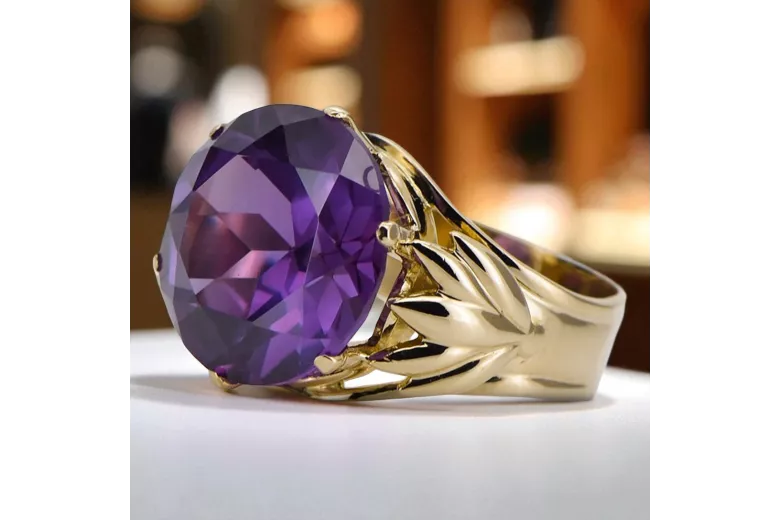 Кольцо Александрит 14-кв Желтое золото Винтаж vrc029y